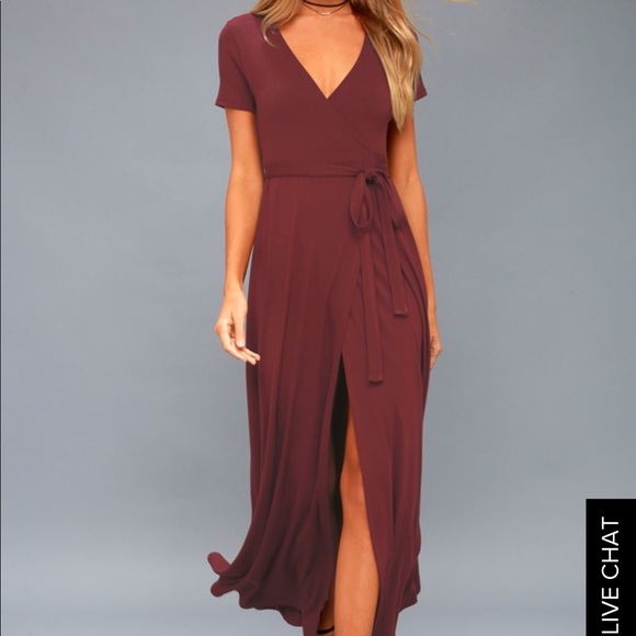 burgundy wrap maxi dress